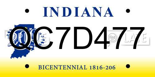 QC7D477 Indiana License Plate