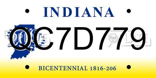 QC7D779 Indiana License Plate