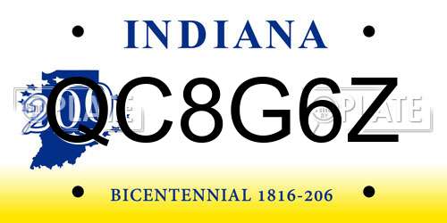 QC8G6Z Indiana License Plate