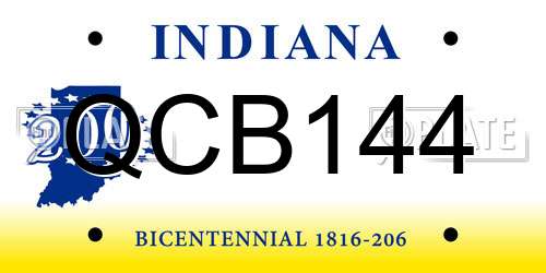 QCB144 Indiana License Plate