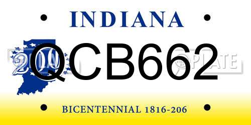 QCB662 Indiana License Plate
