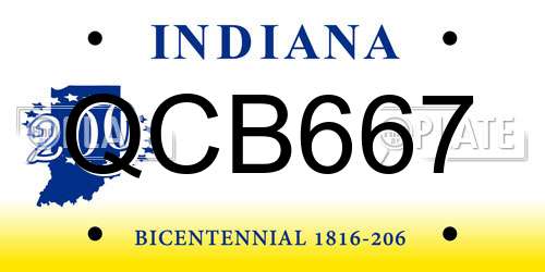 QCB667 Indiana License Plate