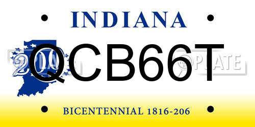 QCB66T Indiana License Plate