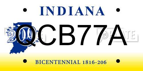 QCB77A Indiana License Plate