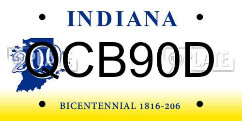 QCB90D Indiana License Plate