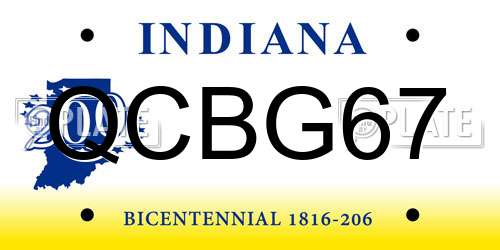 QCBG67 Indiana License Plate