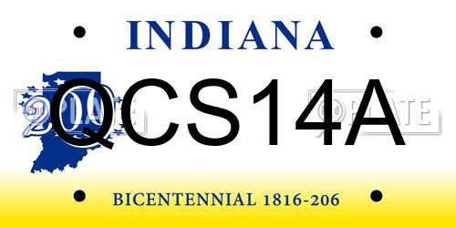 QCS14A Indiana License Plate