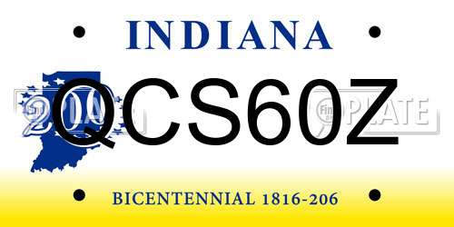 QCS60Z Indiana License Plate