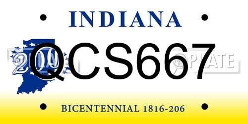 QCS667 Indiana License Plate