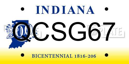 QCSG67 Indiana License Plate