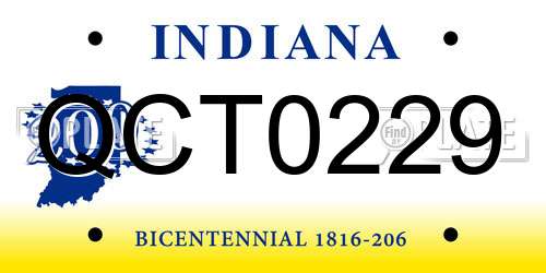QCT0229 Indiana License Plate