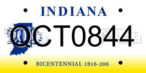 QCT0844 Indiana License Plate