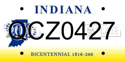 QCZ0427 Indiana License Plate