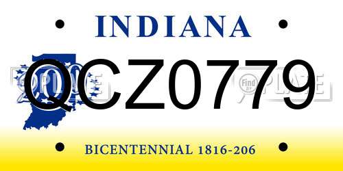 QCZ0779 Indiana License Plate
