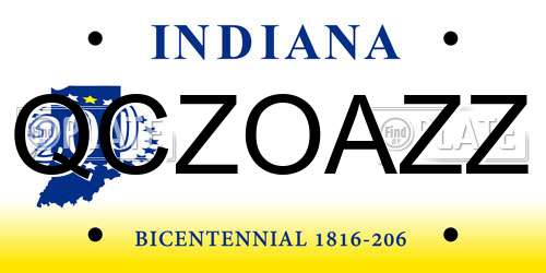 QCZOAZZ Indiana License Plate