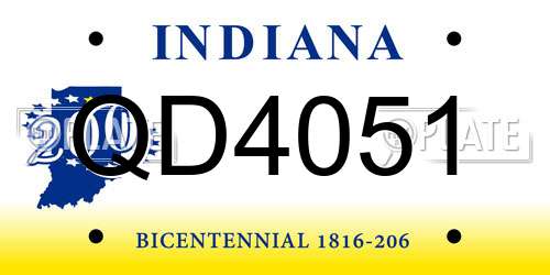 QD4051 Indiana License Plate