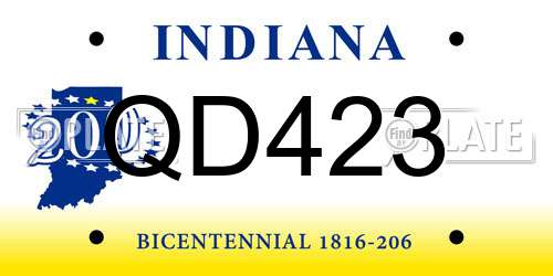 QD423 Indiana License Plate