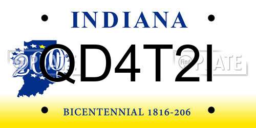 QD4T2I Indiana License Plate