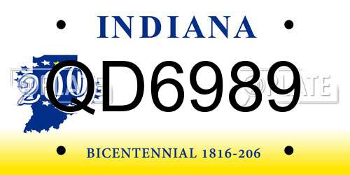 QD6989 Indiana License Plate
