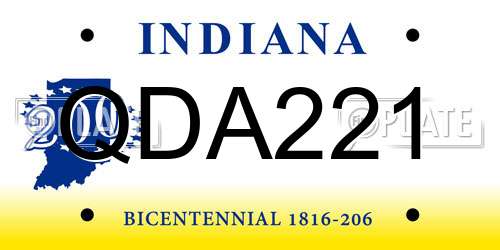 QDA221 Indiana License Plate
