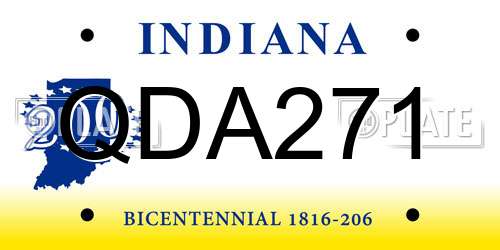QDA271 Indiana License Plate
