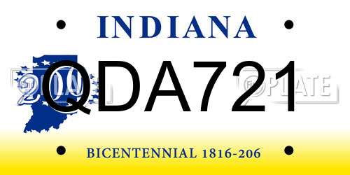 QDA721 Indiana License Plate