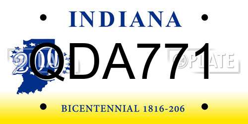 QDA771 Indiana License Plate