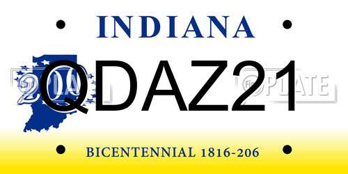 QDAZ21 Indiana License Plate