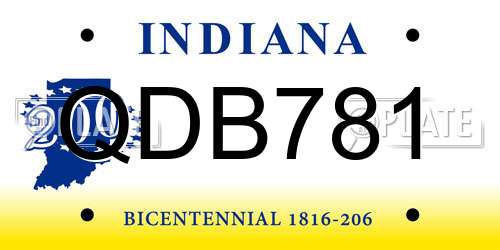 QDB781 Indiana License Plate