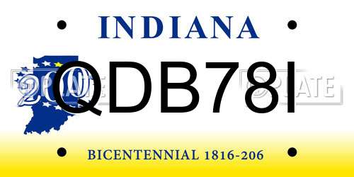 QDB78I Indiana License Plate