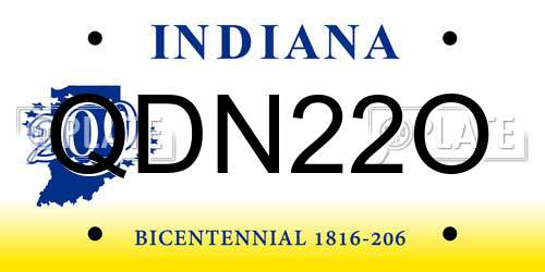 QDN22O Indiana License Plate
