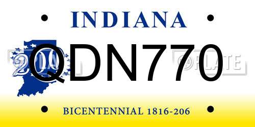 QDN770 Indiana License Plate