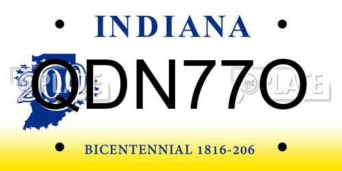 QDN77O Indiana License Plate
