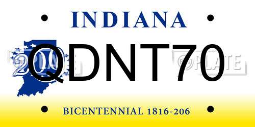 QDNT70 Indiana License Plate