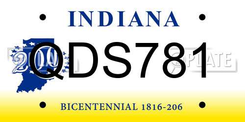 QDS781 Indiana License Plate