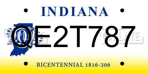 QE2T787 Indiana License Plate