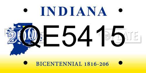 QE5415 Indiana License Plate