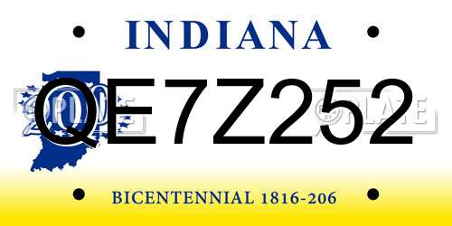 QE7Z252 Indiana License Plate