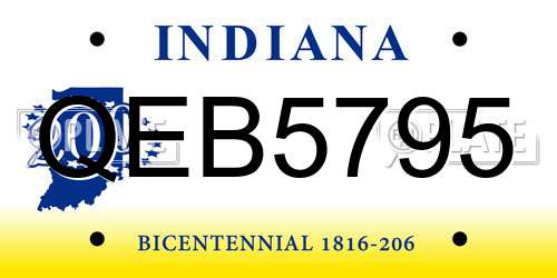 QEB5795 Indiana License Plate