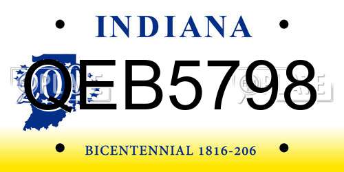 QEB5798 Indiana License Plate