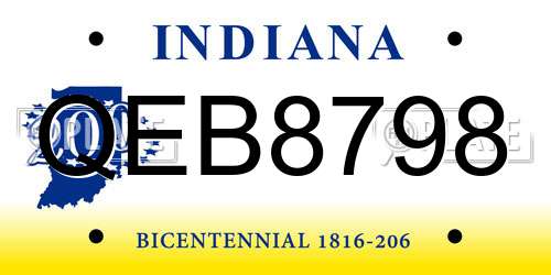 QEB8798 Indiana License Plate