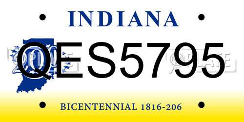 QES5795 Indiana License Plate