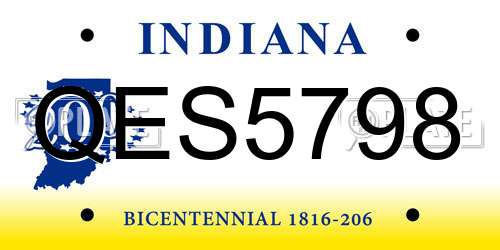 QES5798 Indiana License Plate