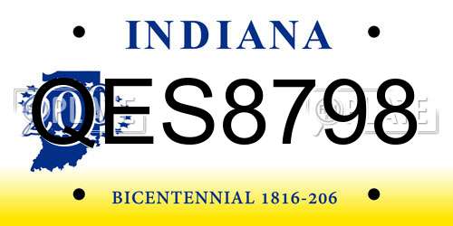 QES8798 Indiana License Plate