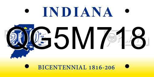 QG5M718 Indiana License Plate