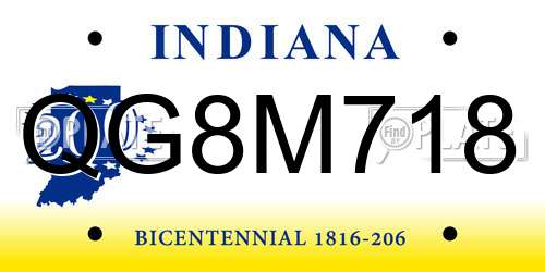 QG8M718 Indiana License Plate