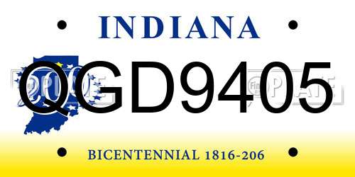 QGD9405 Indiana License Plate