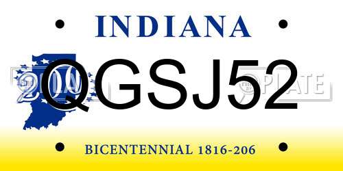 QGSJ52 Indiana License Plate