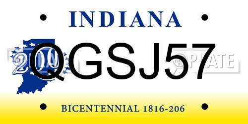 QGSJ57 Indiana License Plate
