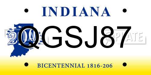 QGSJ87 Indiana License Plate